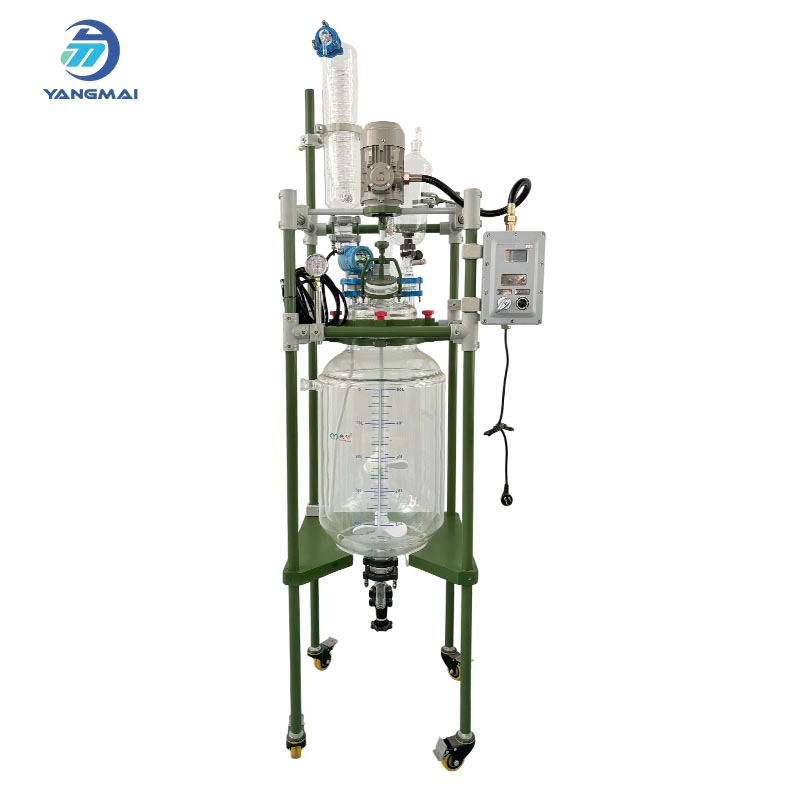Khám phá độ bền và độ chính xác của lò phản ứng thủy tinh hai lớp phủ PTFE 50L của chúng tôi